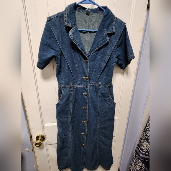 Denim Collared Maxi Dress size M. - Picture 2 of 8